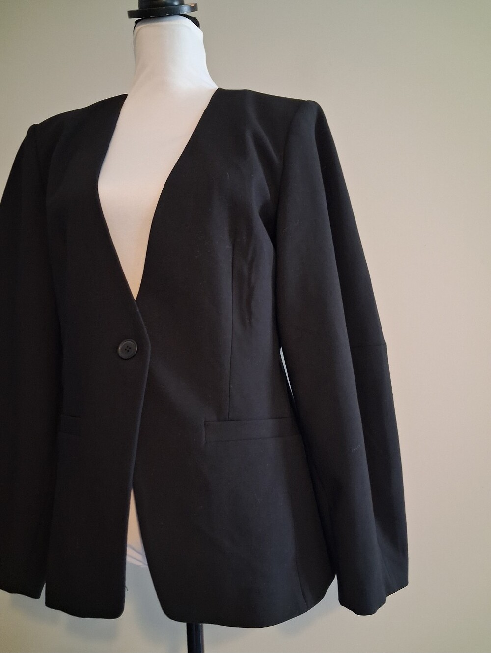 Barrel Sleeve Black Single-Button Blazer Jacket Size Med - Picture 4 of 12